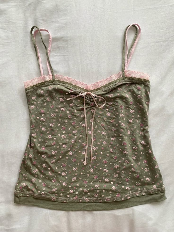 Tank Top Camisole Sage Floral Lace